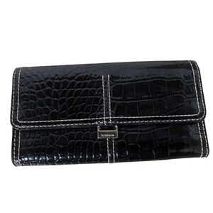 Liz Claiborne Black Faux Snakeskin Leather Wallet